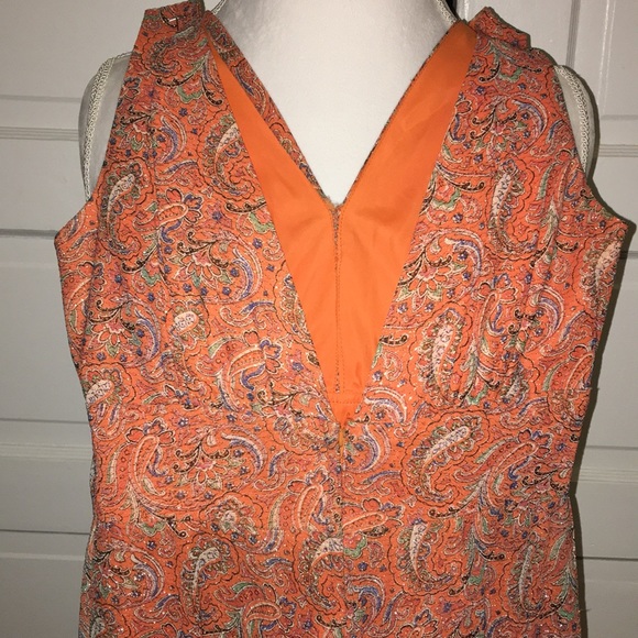 Vintage Evening Dress Orange Paisley Gold Lame - Picture 8 of 8